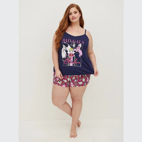 Torrid Disney Villains SLEEP SHORT - BAD GALS CLUB LEOPARD PINK Size 2 - Picture 5 of 6